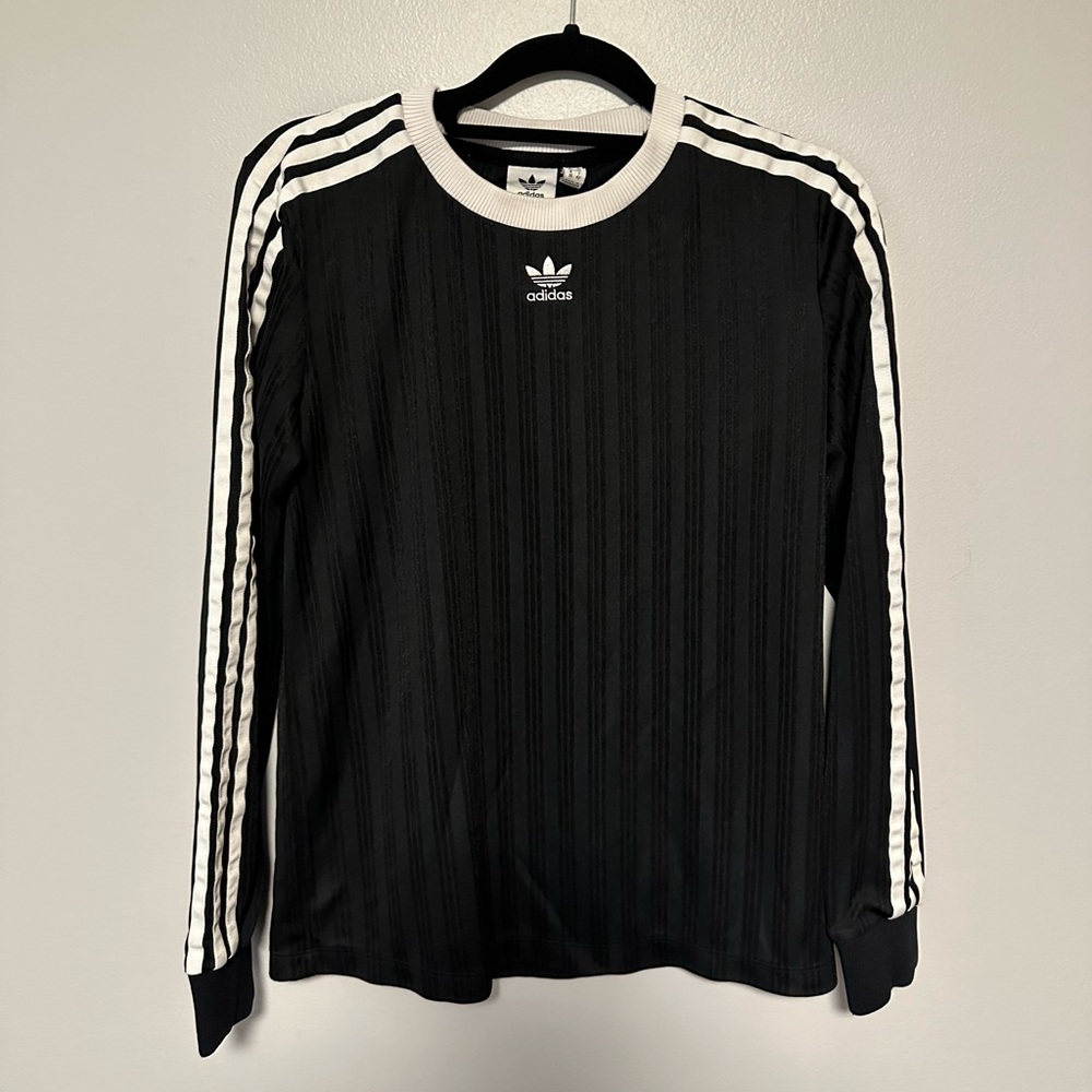 🖤 Adidas Originals womens black retro style long sleeve t shirt size S